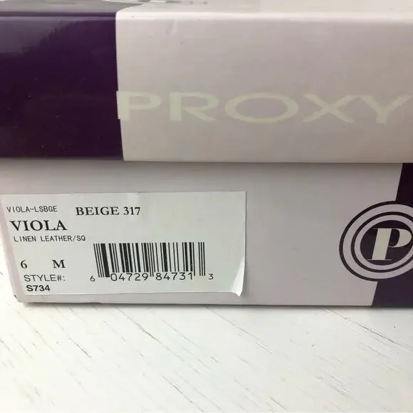 Proxy Viola linen leather beige kitten heel shoe size 6 - Picture 3 of 13